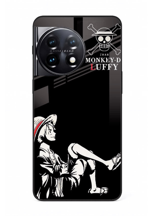 luffy sitting shadow minimal anime art OnePlus 11 glass cover calm pirate case