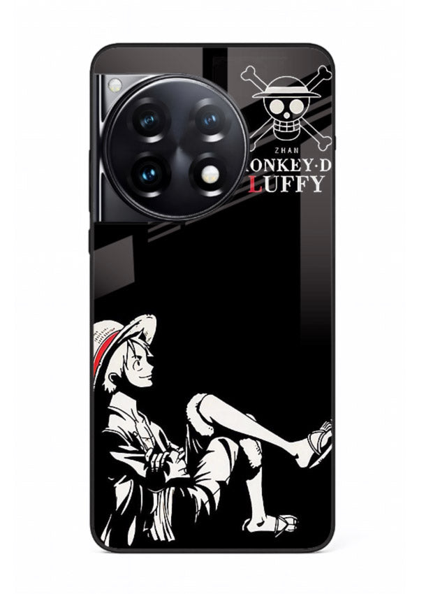 luffy sitting shadow minimal anime art OnePlus 12R glass cover calm pirate case