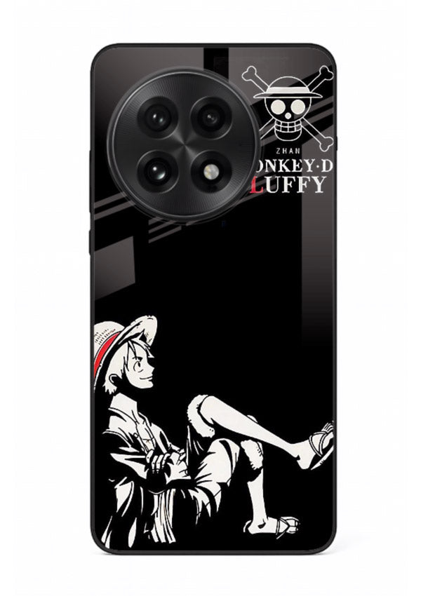 luffy sitting shadow minimal anime art OnePlus 13 glass cover calm pirate case