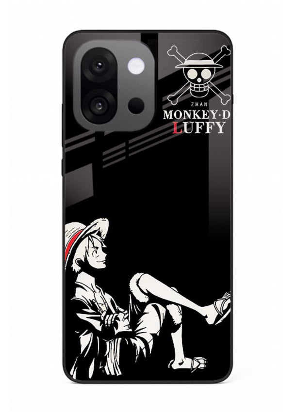 luffy sitting shadow minimal anime art OnePlus 13s glass cover calm pirate case