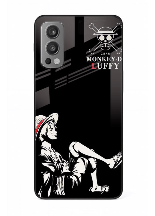 luffy sitting shadow minimal anime art OnePlus Nord 2 glass cover calm pirate case