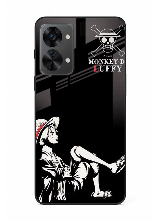 luffy sitting shadow minimal anime art OnePlus Nord 2T glass cover calm pirate case