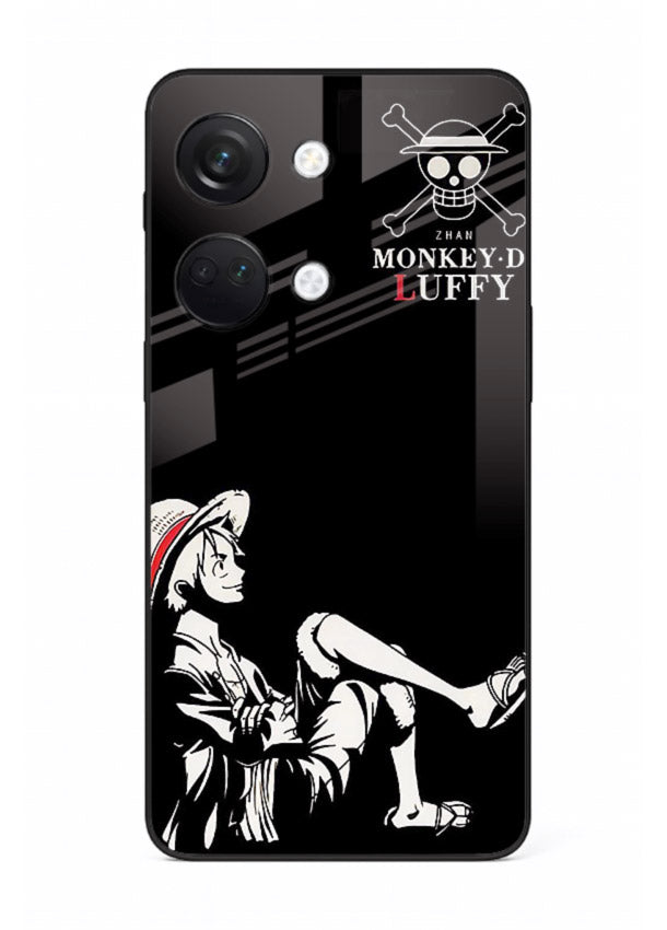 luffy sitting shadow minimal anime art OnePlus Nord 3 glass cover calm pirate case