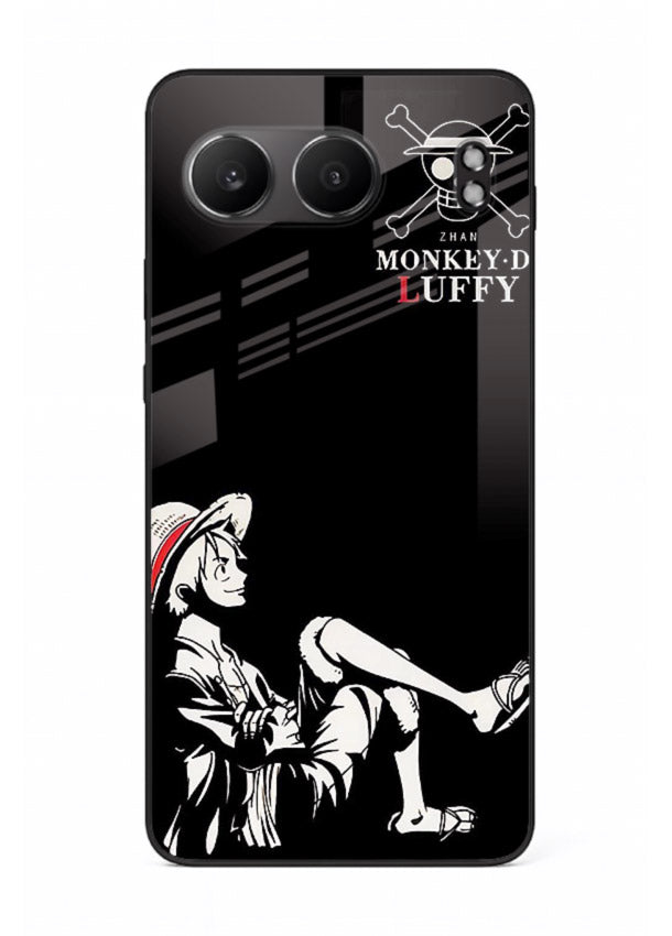 luffy sitting shadow minimal anime art OnePlus Nord 4 glass cover calm pirate case