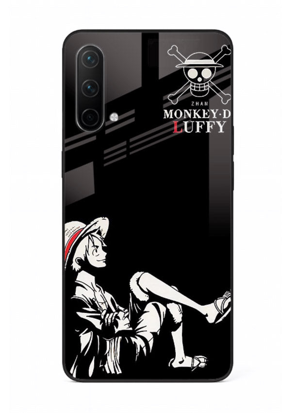 luffy sitting shadow minimal anime art OnePlus Nord CE 5G glass cover calm pirate case
