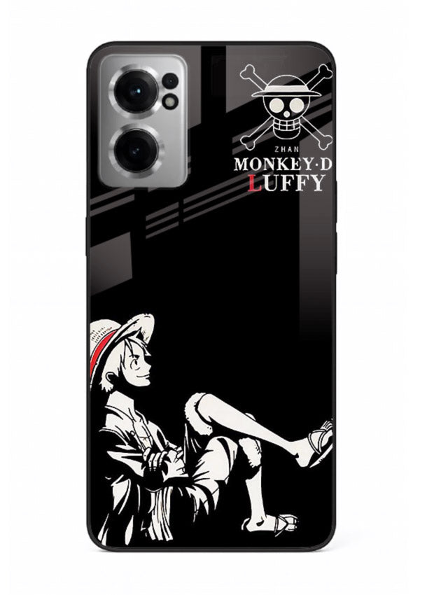 luffy sitting shadow minimal anime art OnePlus Nord CE2 5G glass cover calm pirate case