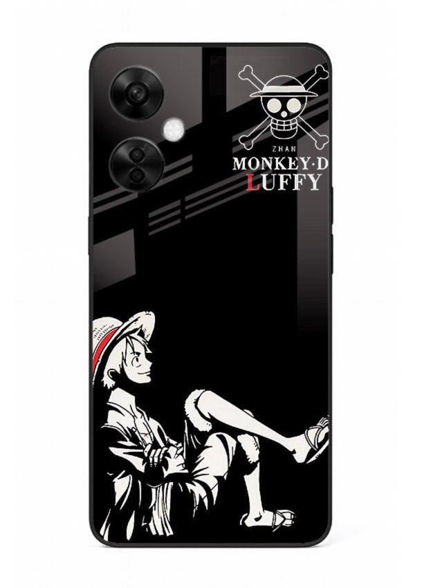 luffy sitting shadow minimal anime art OnePlus Nord CE3 Lite glass cover calm pirate case
