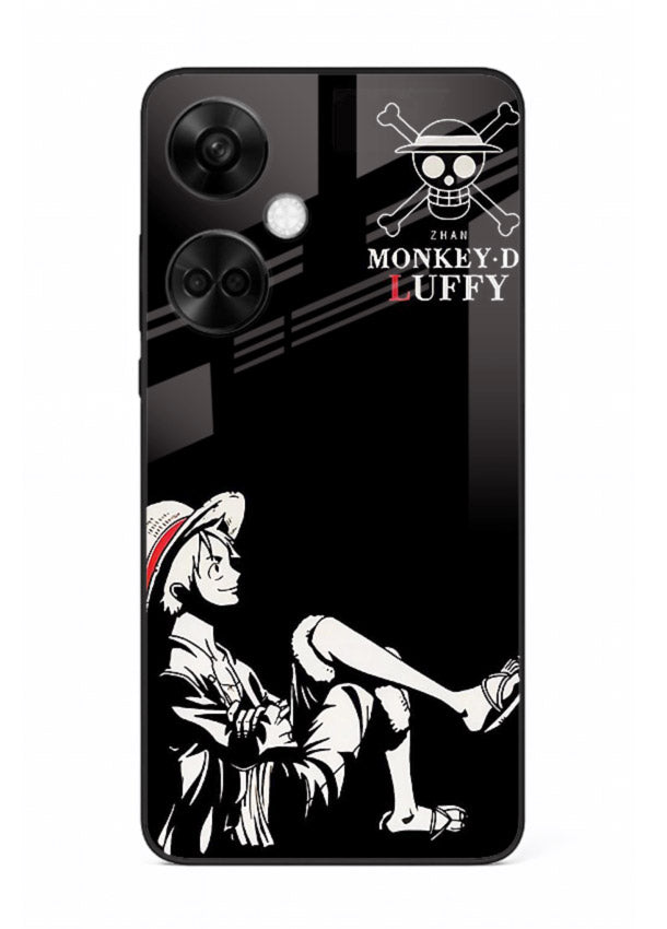 luffy sitting shadow minimal anime art OnePlus Nord CE3 glass cover calm pirate case