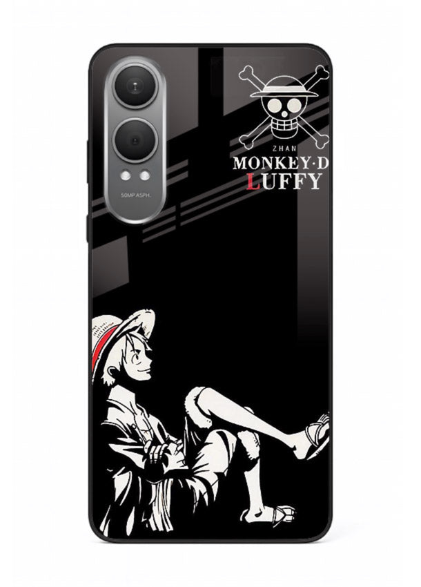 luffy sitting shadow minimal anime art OnePlus Nord CE4 Lite glass cover calm pirate case