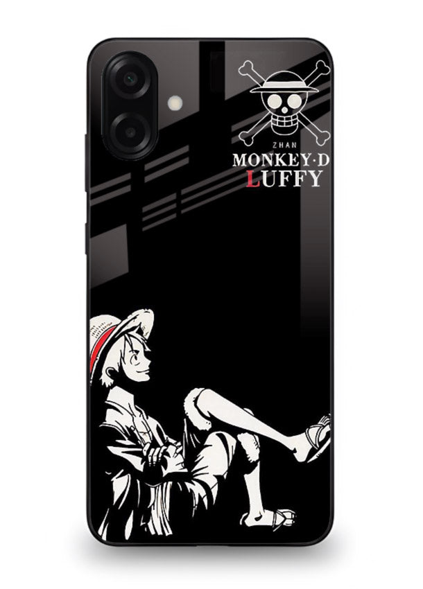 luffy sitting shadow minimal anime art Samsung A07 4G glass cover calm pirate case