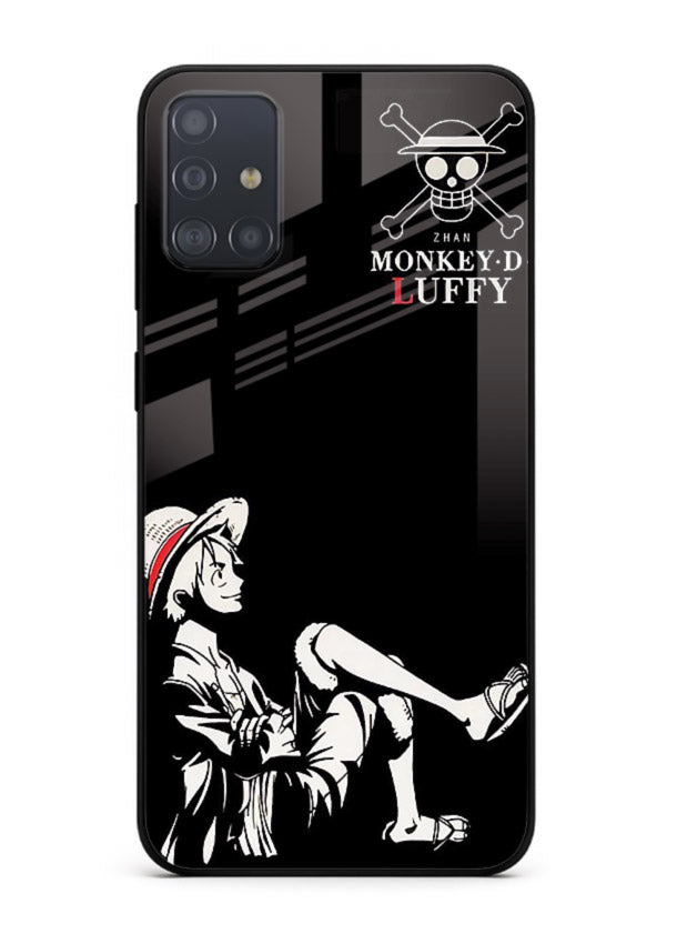 luffy sitting shadow minimal anime art Samsung A51 glass cover calm pirate case