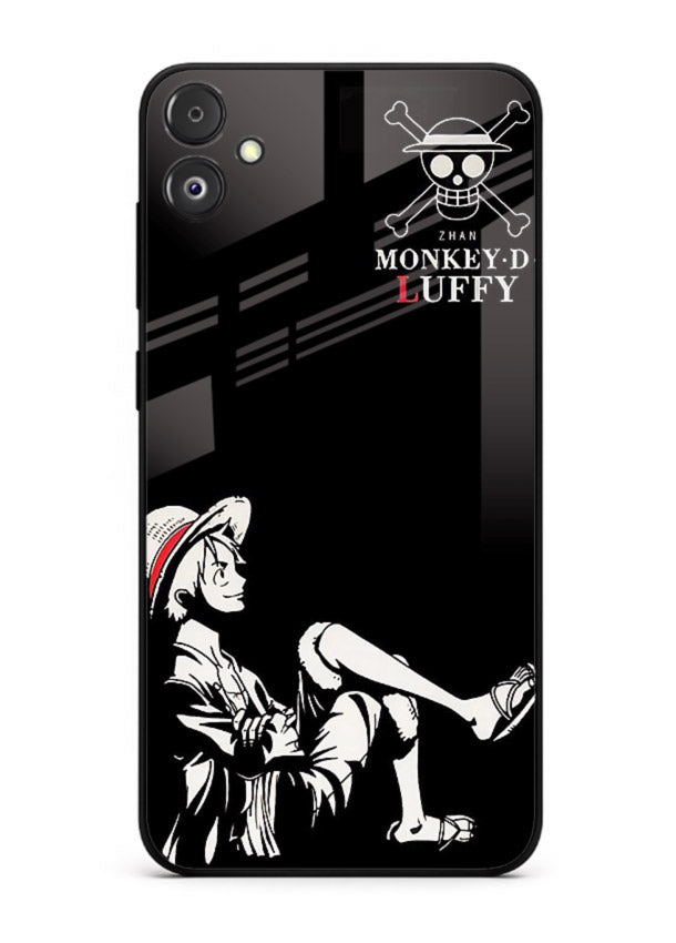 luffy sitting shadow minimal anime art Samsung F04 5G glass cover calm pirate case