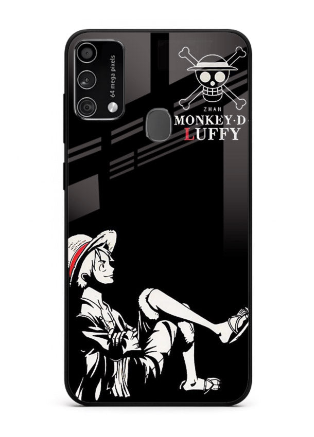 luffy sitting shadow minimal anime art Samsung F41 glass cover calm pirate case