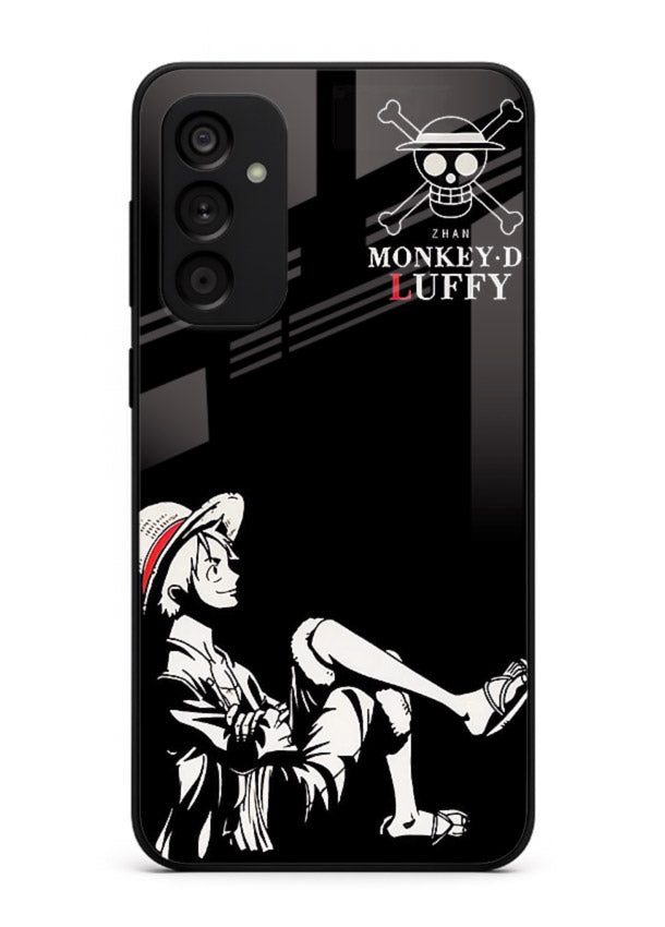 luffy sitting shadow minimal anime art Samsung A34 5G glass cover calm pirate case