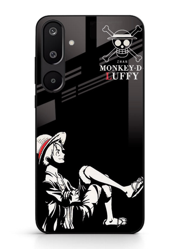 luffy sitting shadow minimal anime art Samsung F16 5G glass cover calm pirate case