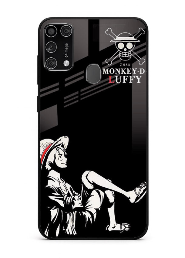 luffy sitting shadow minimal anime art Samsung M31 Prime glass cover calm pirate case