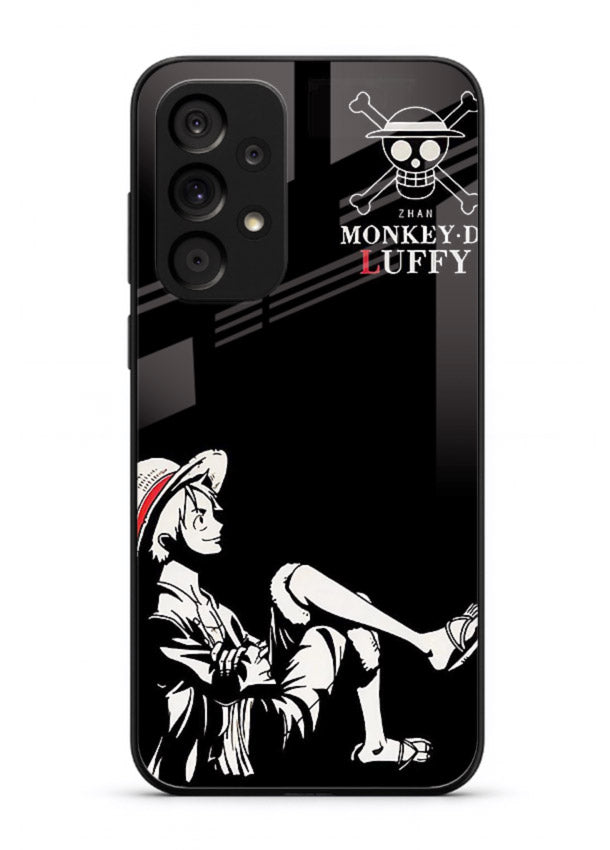luffy sitting shadow minimal anime art Samsung A73 5G glass cover calm pirate case