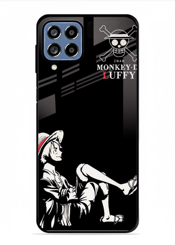 luffy sitting shadow minimal anime art Samsung M53 5G glass cover calm pirate case