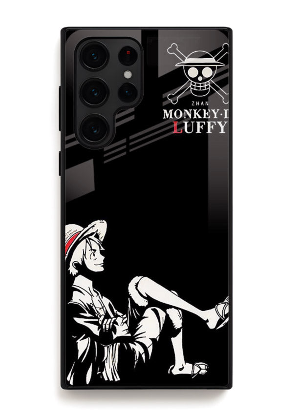 luffy sitting shadow minimal anime art Samsung S24 Ultra glass cover calm pirate case