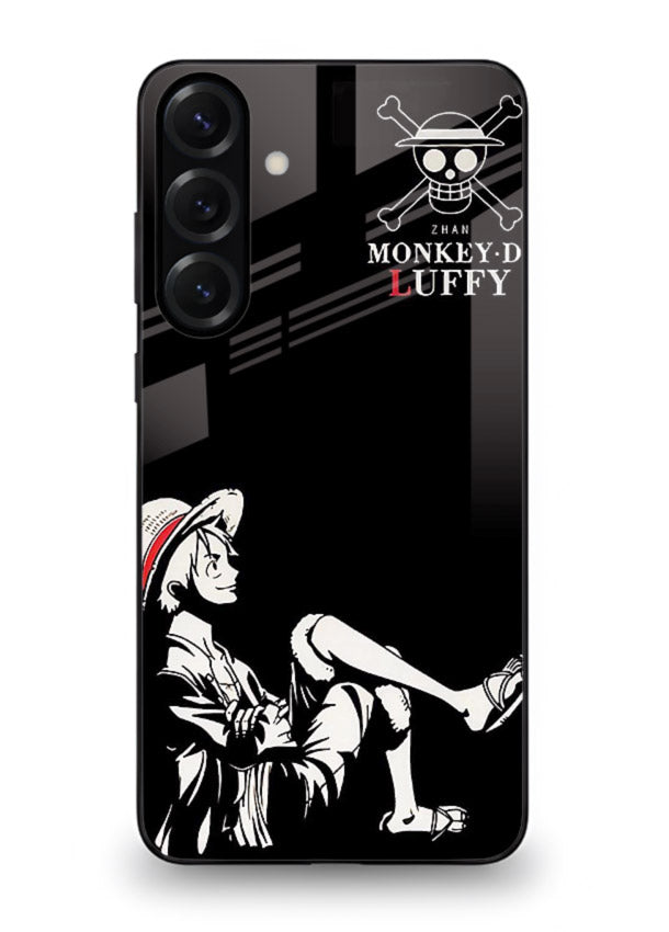 luffy sitting shadow minimal anime art Samsung A25 5G glass cover calm pirate case