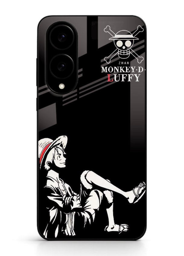 luffy sitting shadow minimal anime art Samsung S25 Edge glass cover calm pirate case