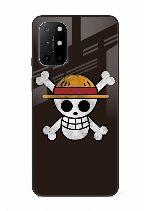 luffy skull logo minimal anime art OnePlus 8T glass cover pirate emblem case
