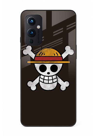 luffy skull logo minimal anime art OnePlus 9 Pro glass cover pirate emblem case