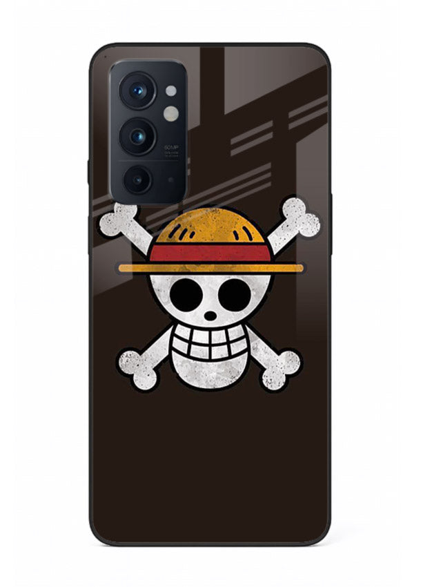 luffy skull logo minimal anime art OnePlus 9RT glass cover pirate emblem case