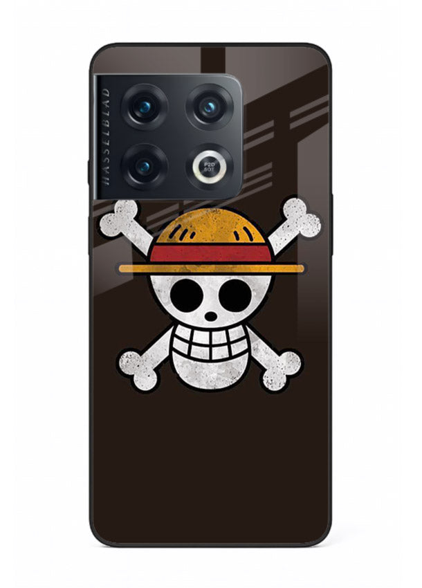 luffy skull logo minimal anime art OnePlus 10 Pro glass cover pirate emblem case