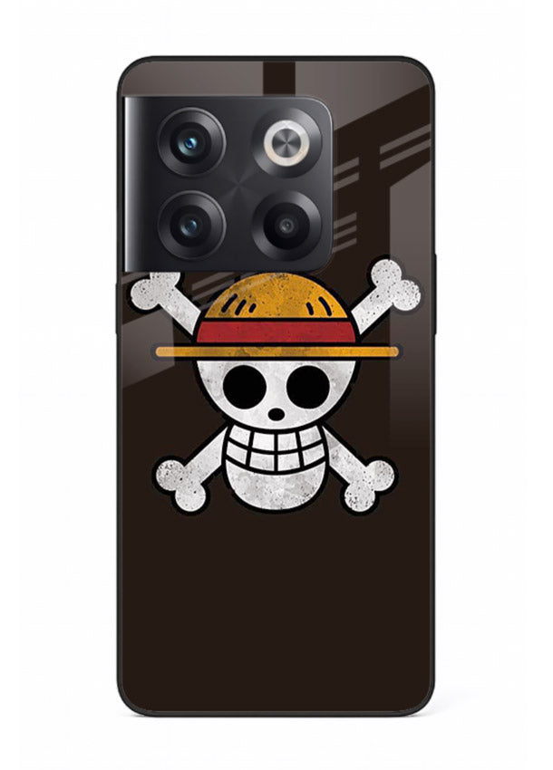 luffy skull logo minimal anime art OnePlus 10T glass cover pirate emblem case