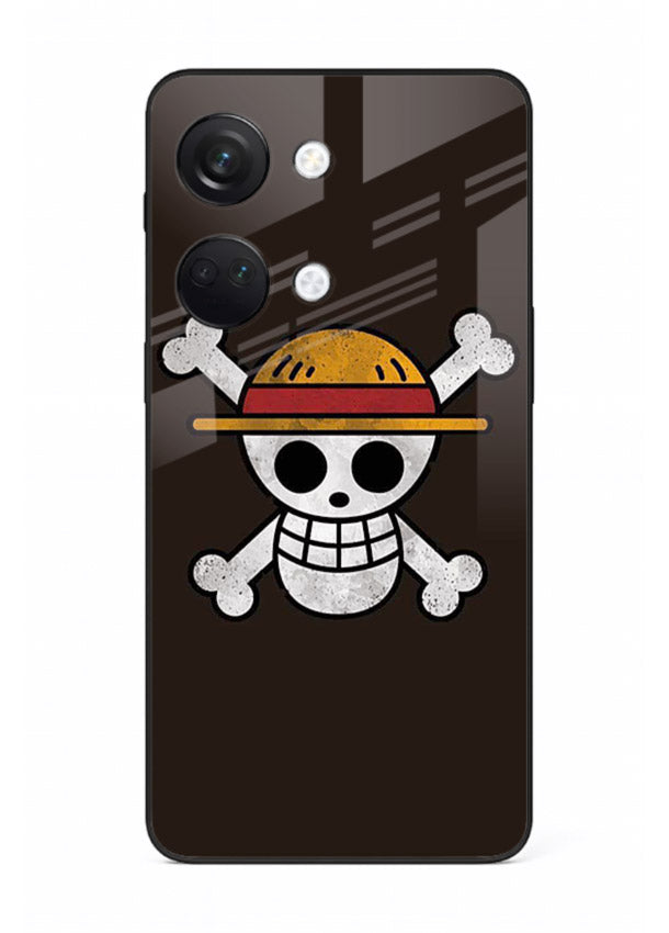 luffy skull logo minimal anime art OnePlus Nord 3 glass cover pirate emblem case