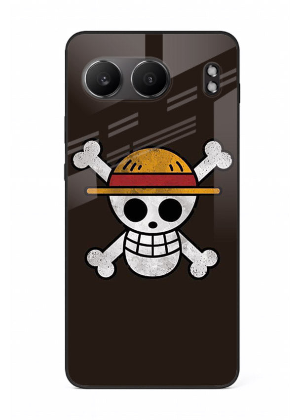 luffy skull logo minimal anime art OnePlus Nord 4 glass cover pirate emblem case