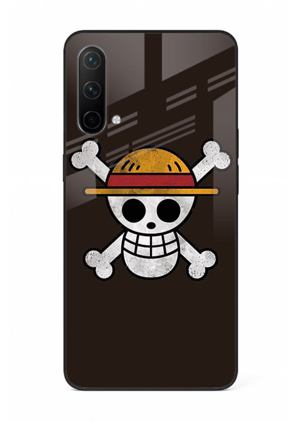 luffy skull logo minimal anime art OnePlus Nord CE 5G glass cover pirate emblem case