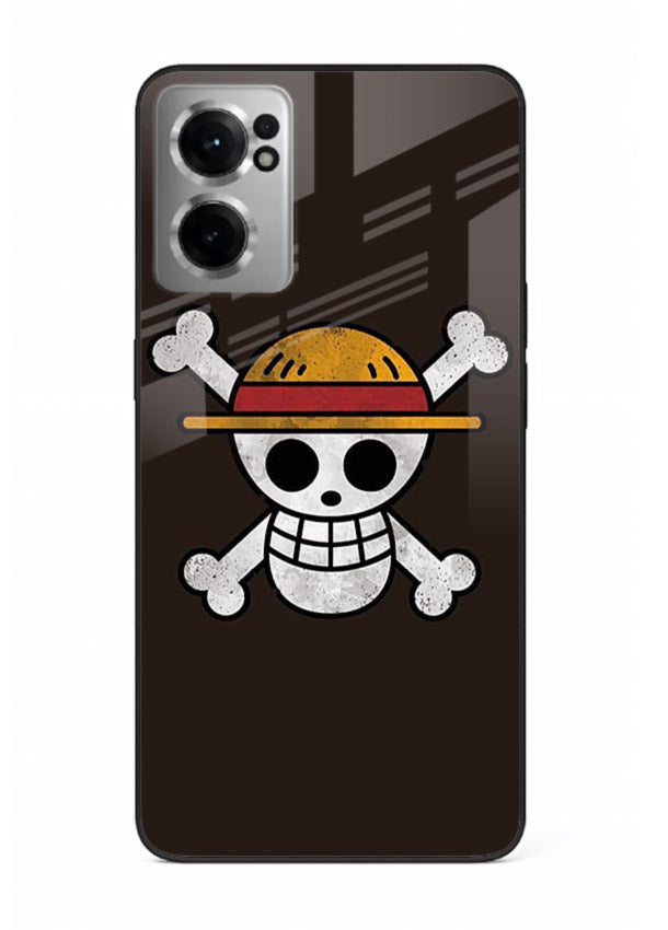 luffy skull logo minimal anime art OnePlus Nord CE2 5G glass cover pirate emblem case
