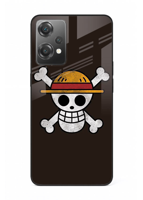 luffy skull logo minimal anime art OnePlus Nord CE2 Lite 5G glass cover pirate emblem case