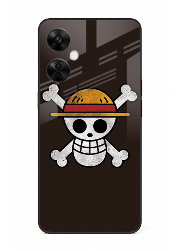 luffy skull logo minimal anime art OnePlus Nord CE3 Lite glass cover pirate emblem case