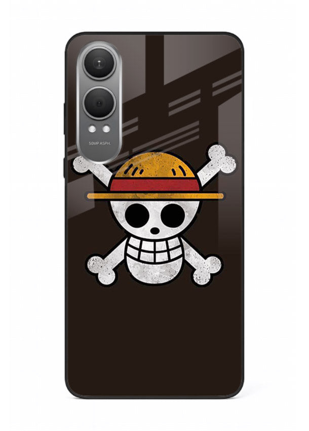 luffy skull logo minimal anime art OnePlus Nord CE4 Lite glass cover pirate emblem case