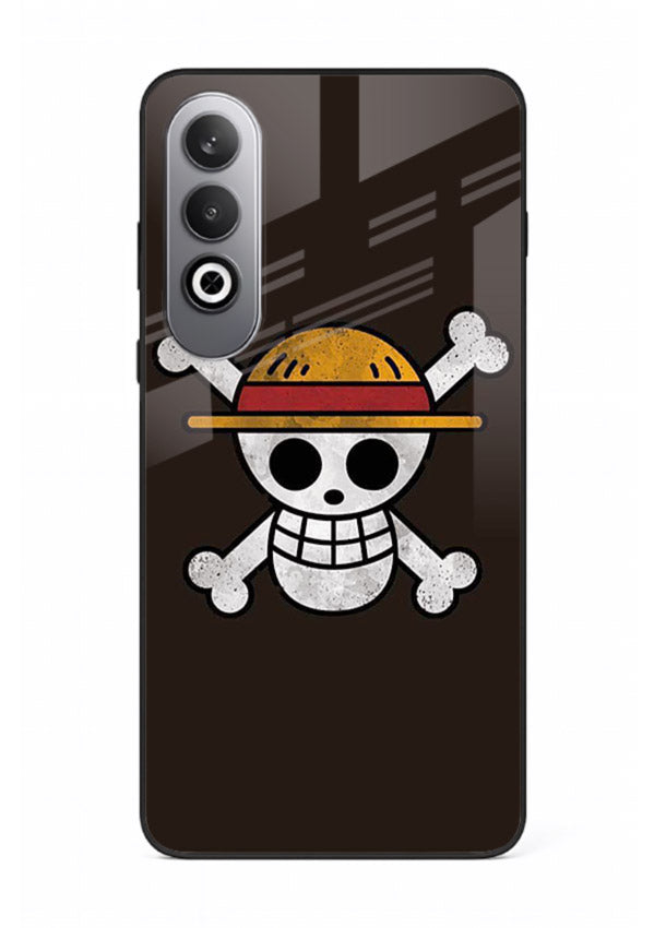 luffy skull logo minimal anime art OnePlus Nord CE4 glass cover pirate emblem case