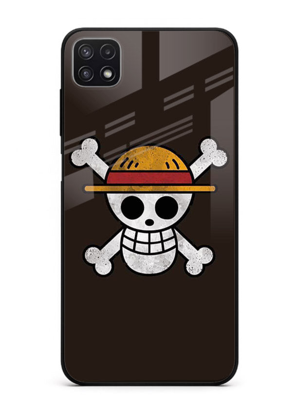 luffy skull logo minimal anime art Samsung A22 5G glass cover pirate emblem case