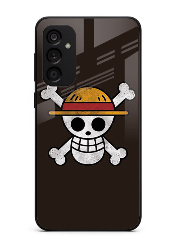 luffy skull logo minimal anime art Samsung M14 4G glass cover pirate emblem case