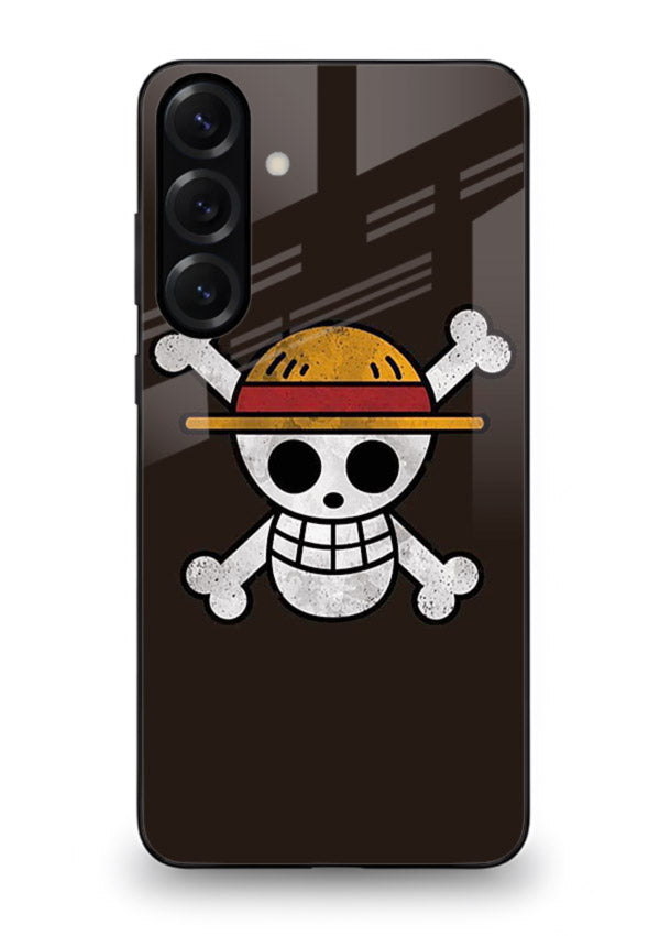 luffy skull logo minimal anime art Samsung M34 5G glass cover pirate emblem case