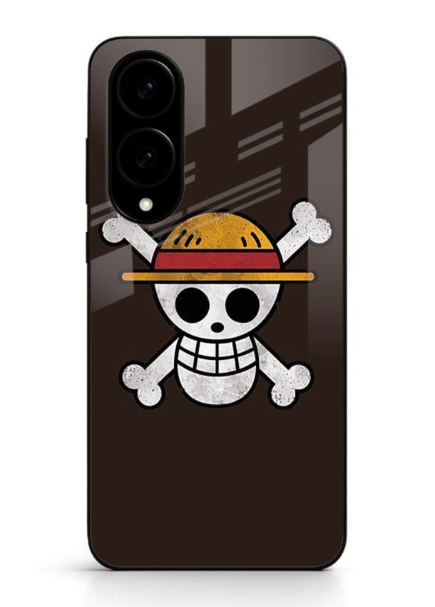 luffy skull logo minimal anime art Samsung S25 Edge glass cover pirate emblem case