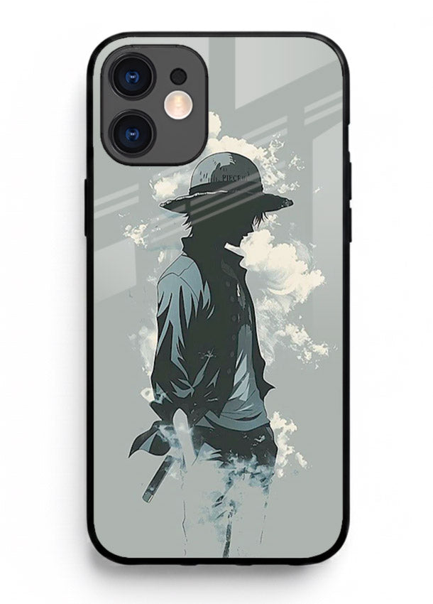 luffy smoky silhouette blue anime art iphone 11 glass cover stylish mist design case