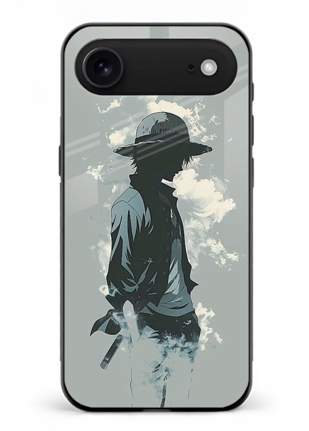 luffy smoky silhouette blue anime art iphone 18 air glass cover stylish mist design case