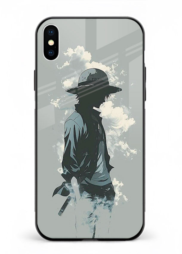 luffy smoky silhouette blue anime art iphone xs max glass cover stylish mist design case