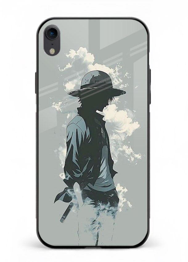 luffy smoky silhouette blue anime art iphone xr glass cover stylish mist design case