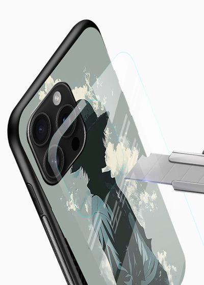 luffy smoky silhouette blue anime art glossy vibrant premium glass cover stylish mist design case - Angle Blade