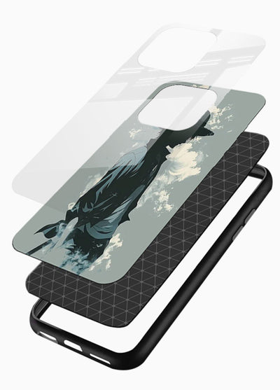 luffy smoky silhouette blue anime art glossy vibrant premium glass cover stylish mist design case - Angle Layers