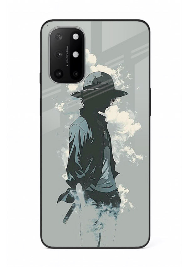 luffy smoky silhouette blue anime art OnePlus 8T glass cover stylish mist design case