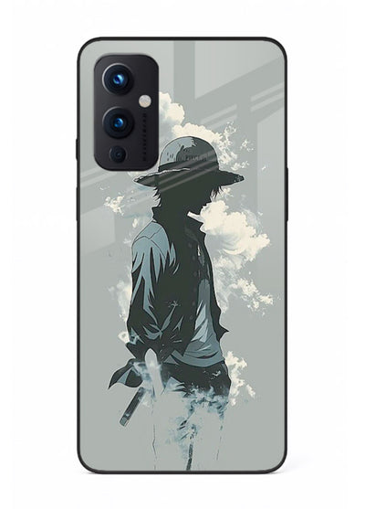 luffy smoky silhouette blue anime art OnePlus 9 Pro glass cover stylish mist design case
